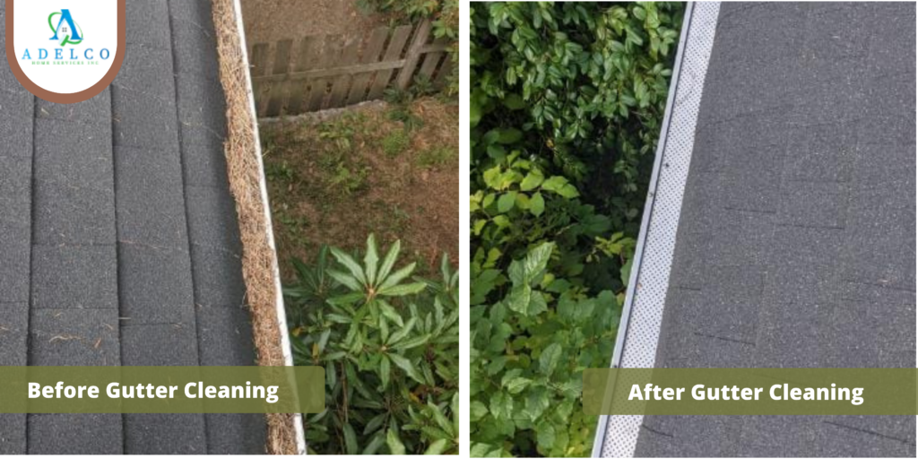 Before and After Gutter Cleaning by Adel