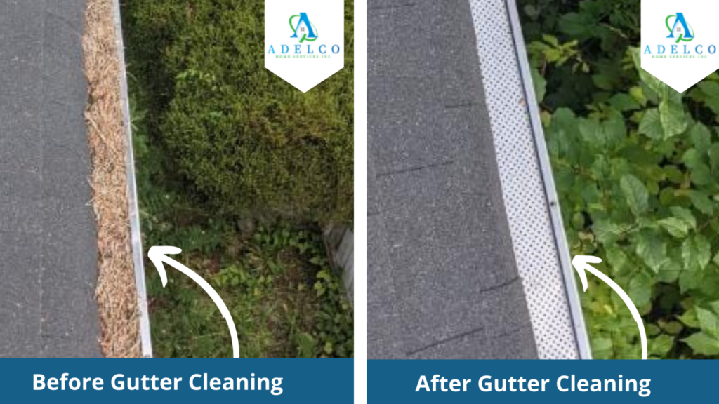 Before and After Gutter Cleaning By AdelCo