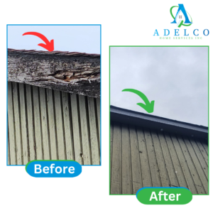 Soffit and Fascia Installation Before and After by AdelCo Home Services