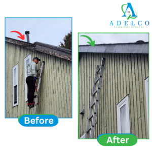 Soffit and Fascia Installation Before and After by AdelCo Home Services