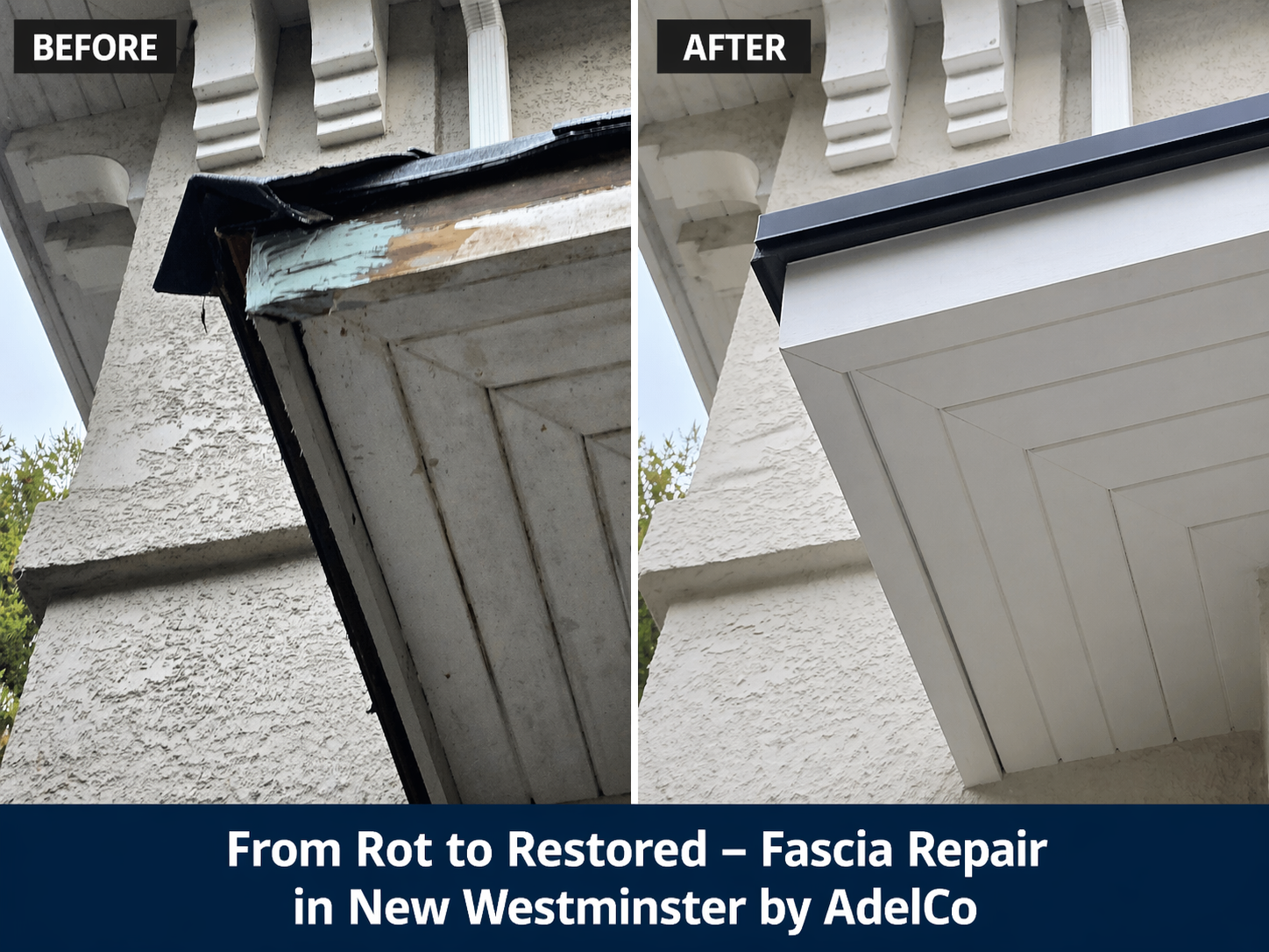 Before and afer Fascia repair transformation in New Westminster