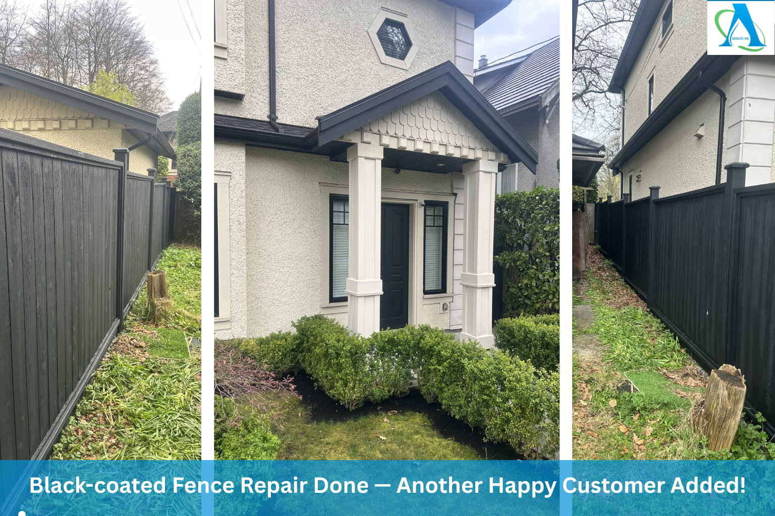 Black Coated Fence Repair Done by AdelCo Home Services