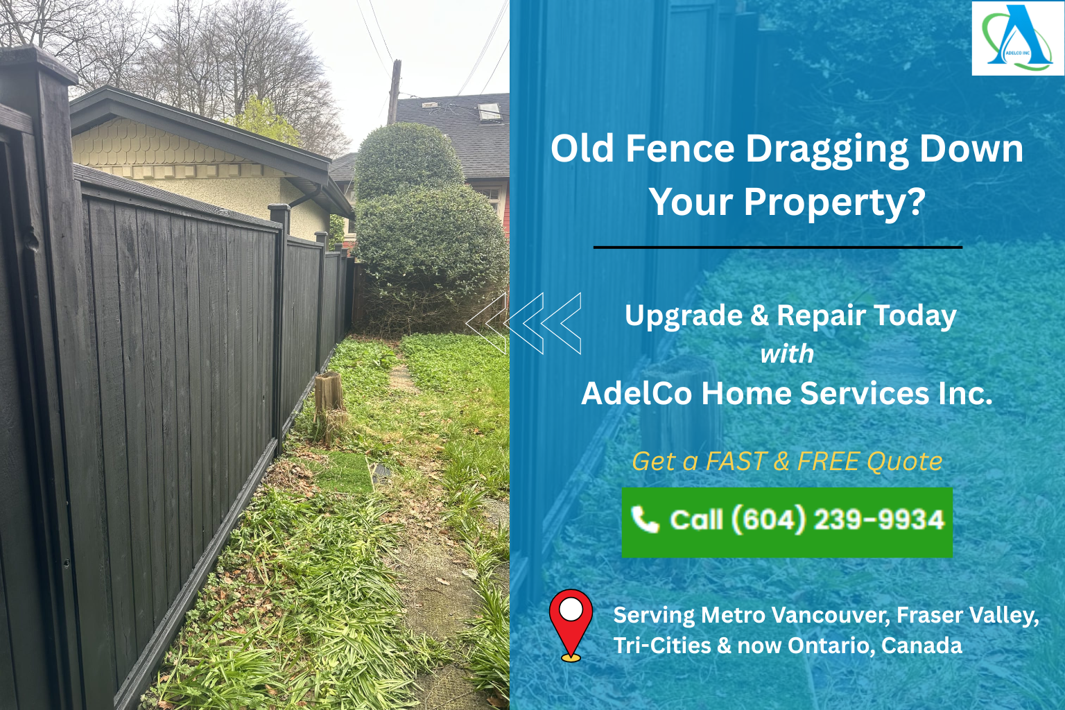 Contact AdelCo Home Services for Fence Repair, Installation or Maintenance