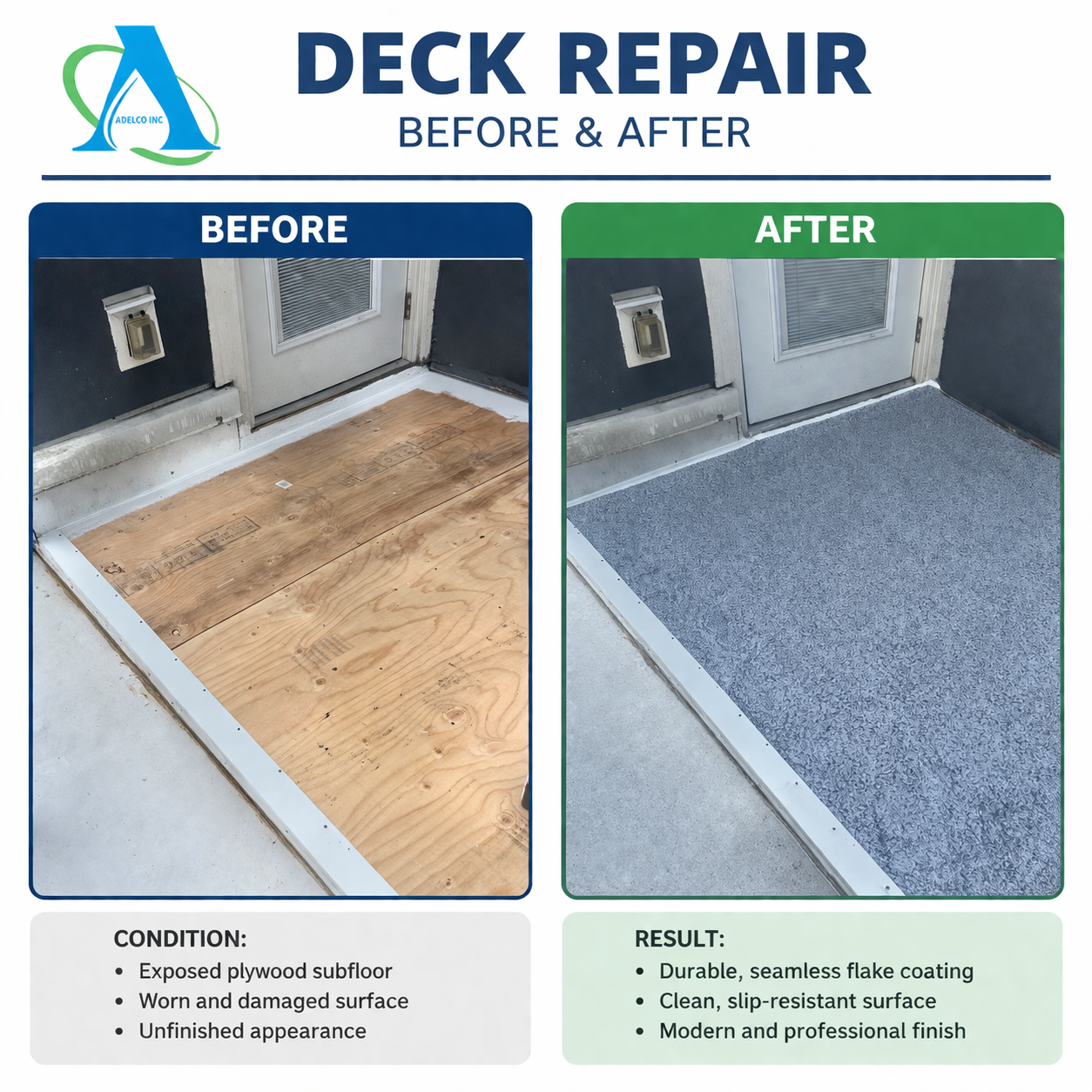 Deck repair before and after transformation