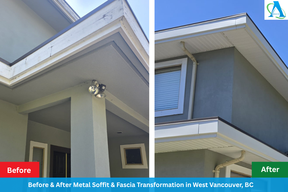 Before & After Metal Soffit & Fascia Transformation in West Vancouver, BC by AdelCo