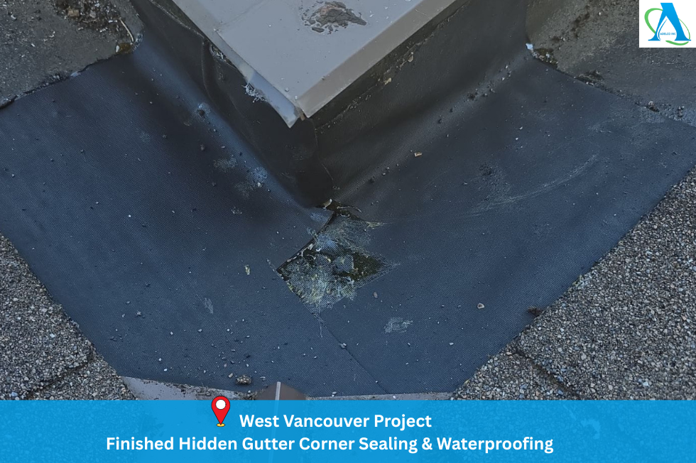 Finished Hidden Gutter Corner Sealing & Waterproofing in West vancouver by AdelCo