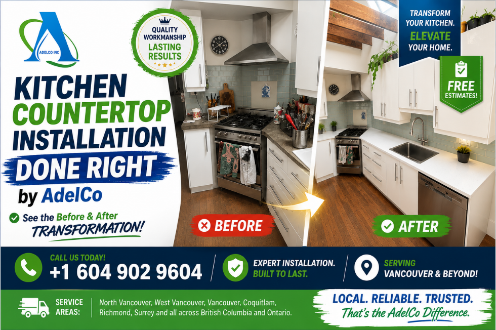 Kitchen Countertop Installation in Vancouver by AdelCo – See the Stunning Before & After Transformation