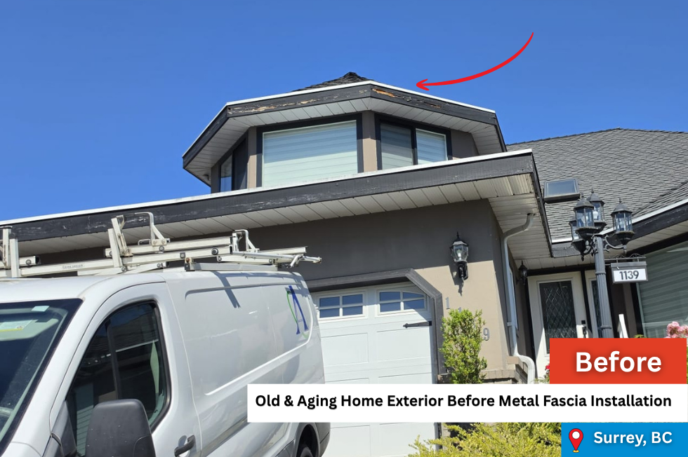 Before Metal Fascia Installation in Surrey BC