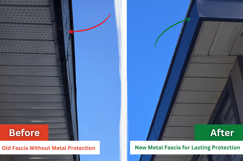 Before and After Metal Fascia Installation by AdelCo