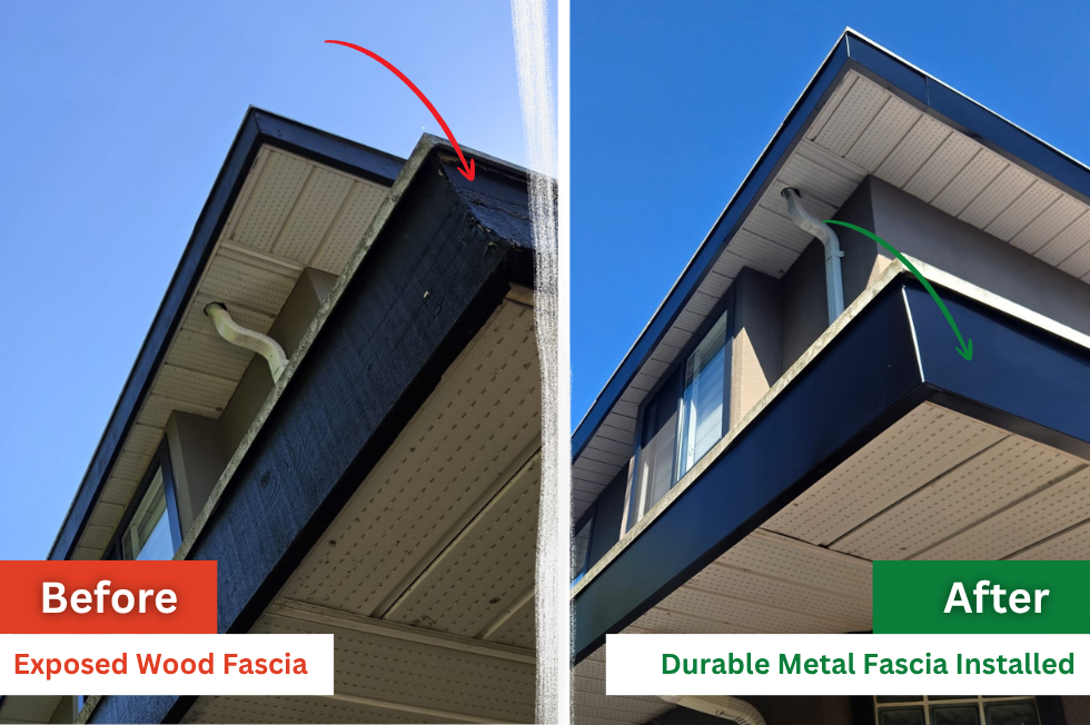 Before and After Metal Fascia Installation in Surrey by AdelCo