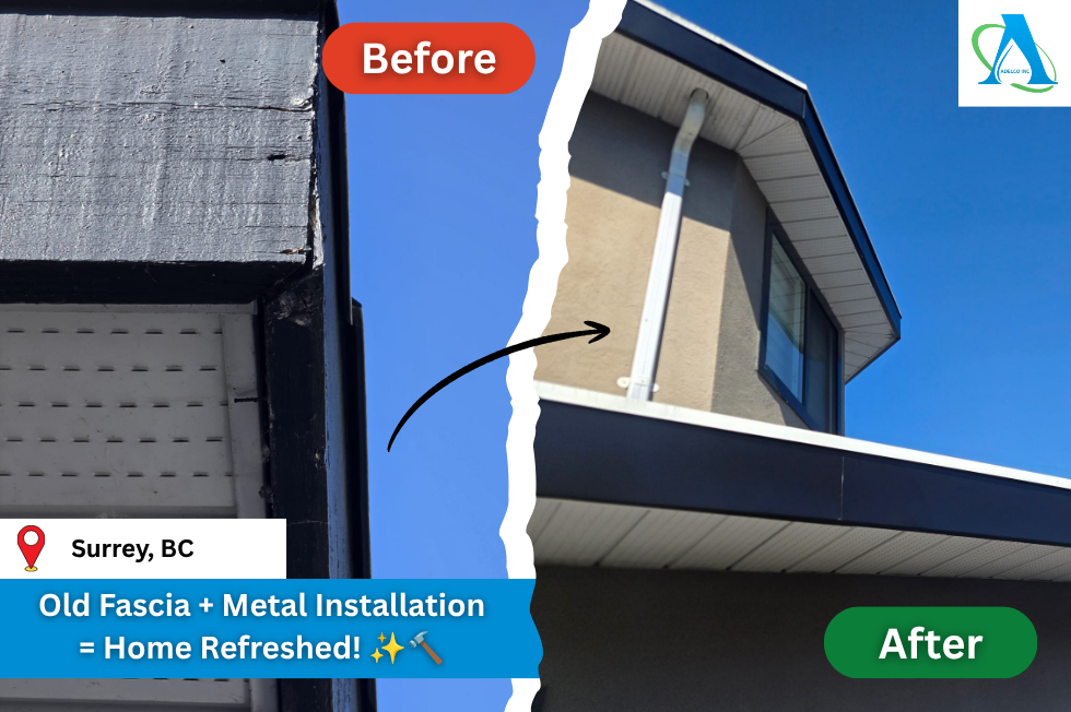 Before and After Transformation of Metal Fascia in Surrey Home