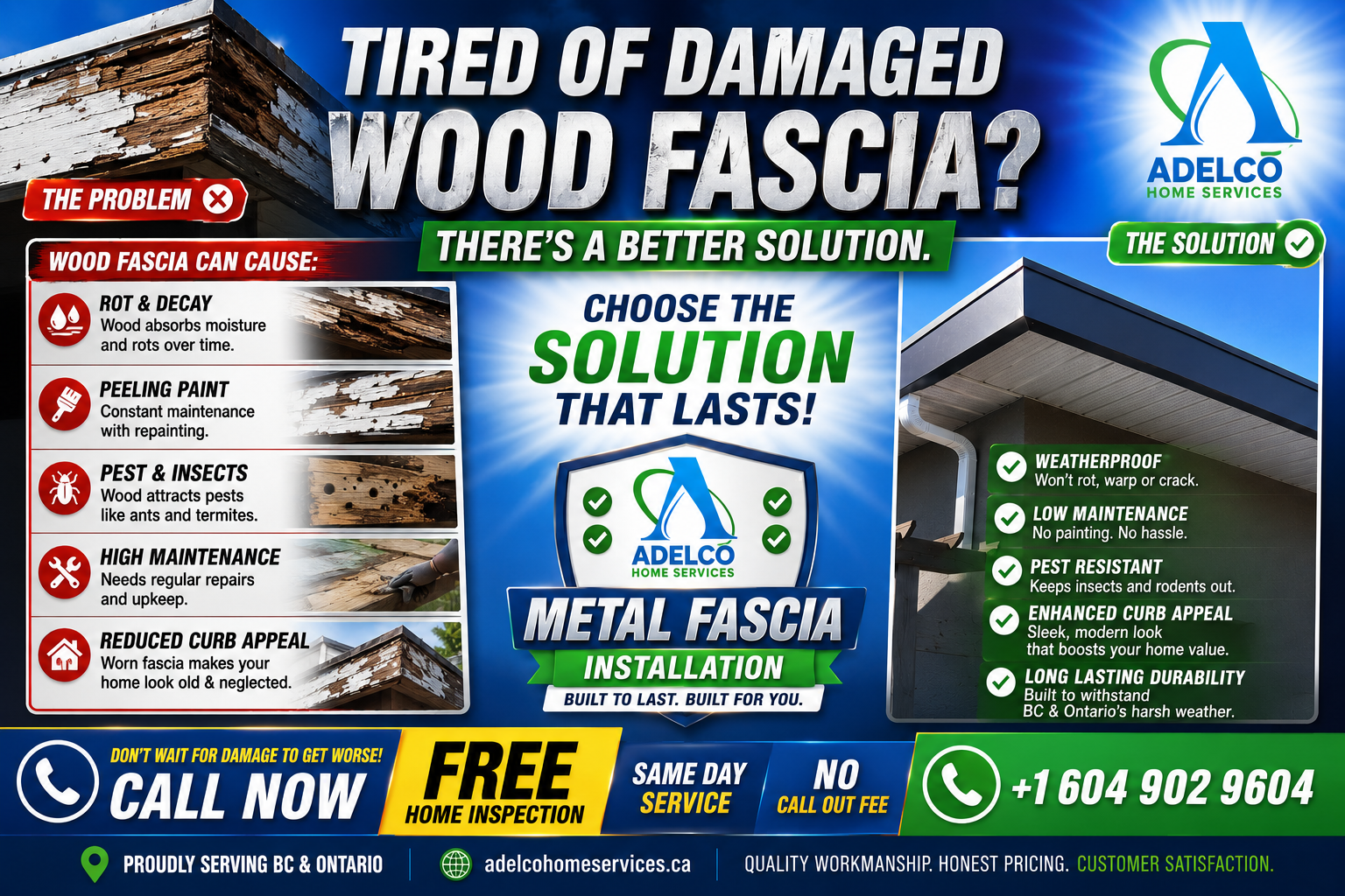 Metal Fascia Installation in BC and Ontario by AdelCo