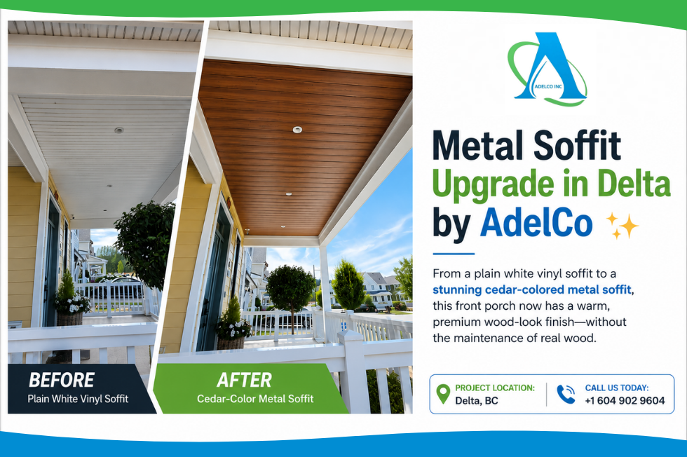 Cedar Metal Soffit Installation Done in Delta, Greater Vancouver, BC by AdelCo