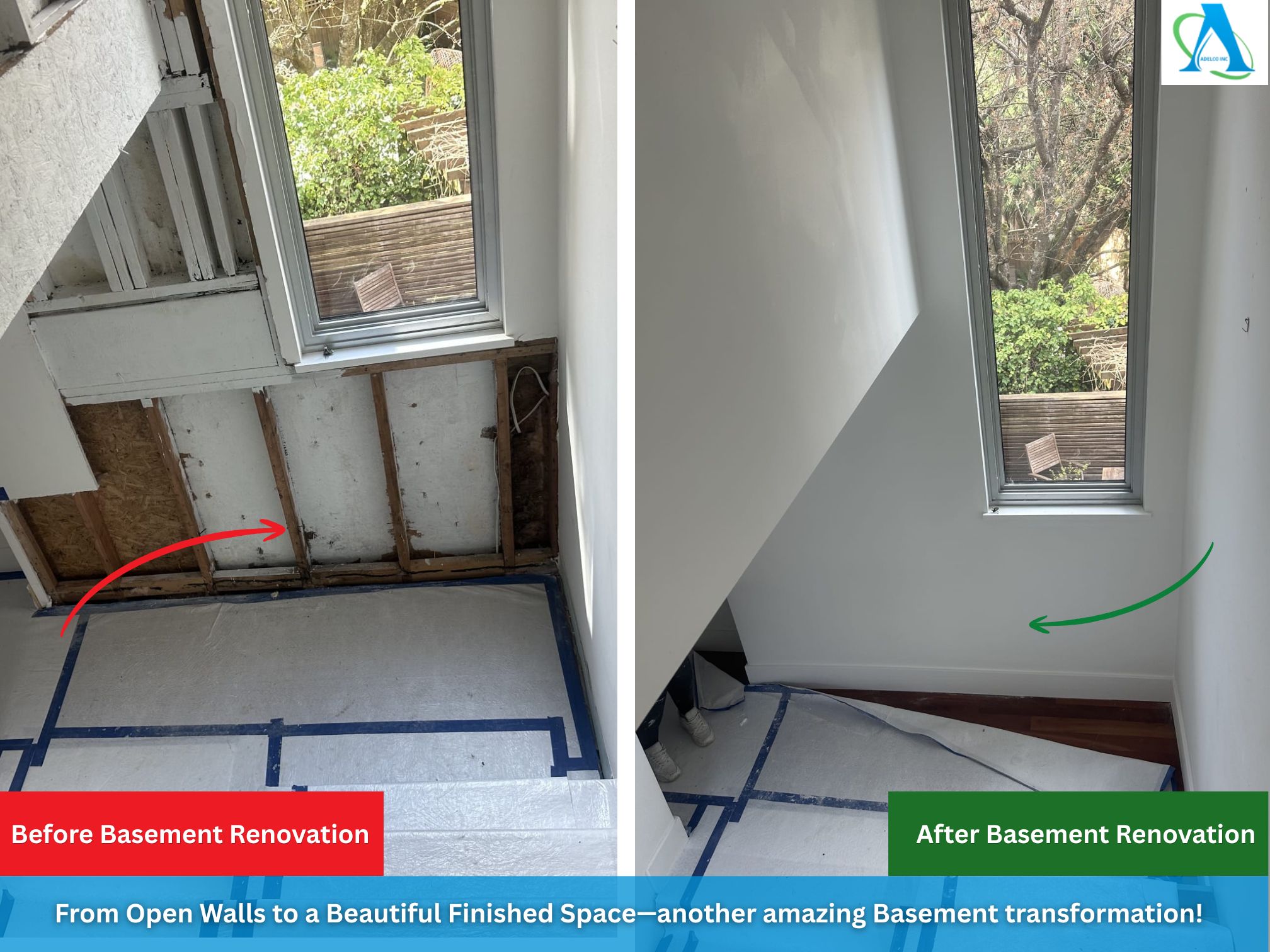 Basement Before and After by AdelCo Home Services