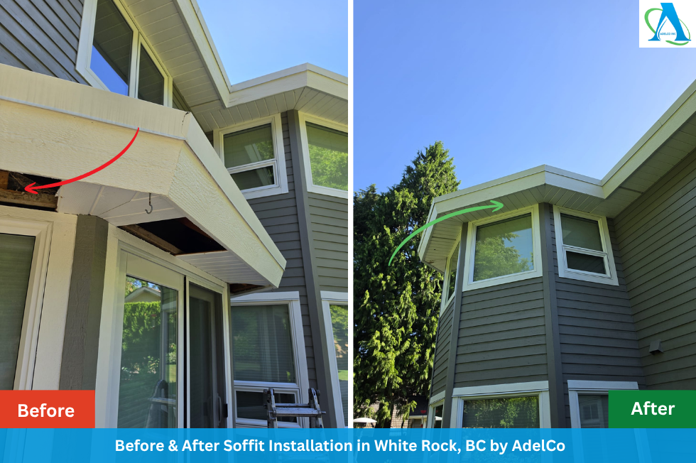 Before and After Soffit installation White Rock