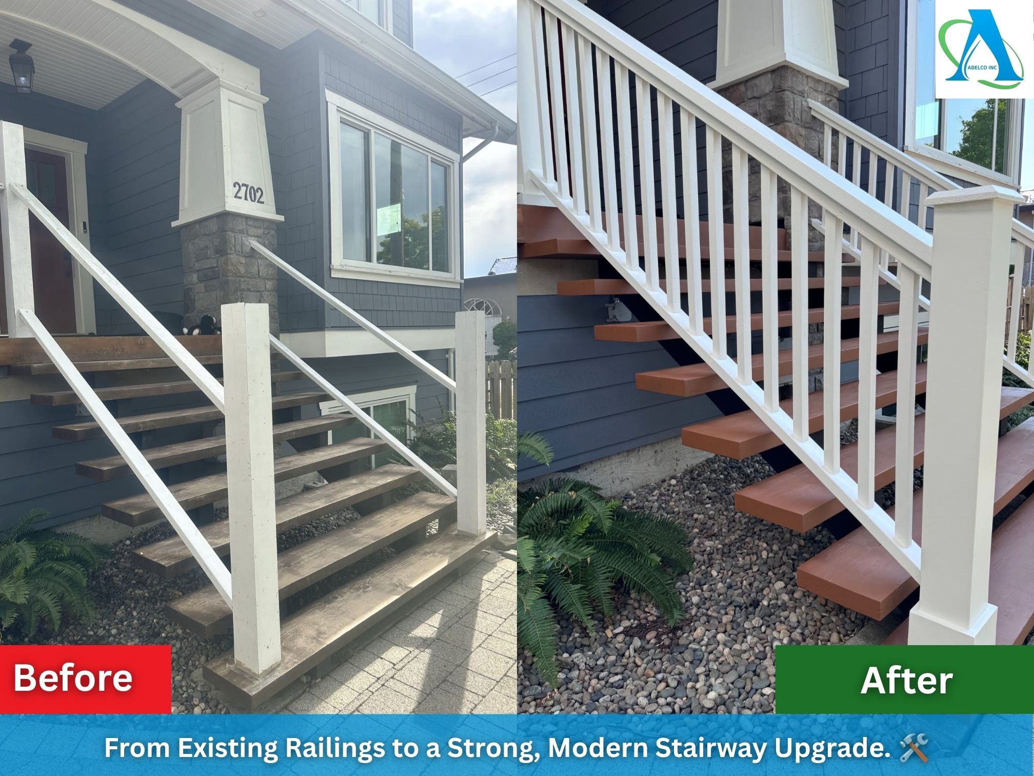 Before and after stairs renovation in Vancouver