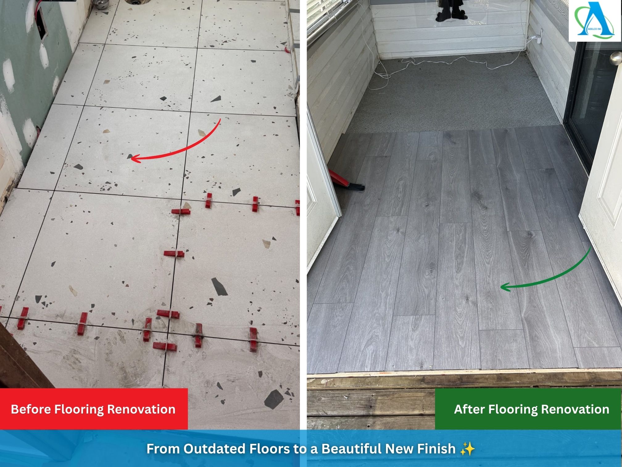 Flooring Renovation Before & After by AdelCo